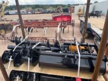 Unused Mini Excavator Attachment Set Includes 2 Buckets, Quick Hitch, Thumb, Ripper Rake and Post