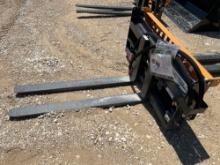 Unused Skid Steer Hydraulic Adjustable Pallet Forks - 48'' Forks