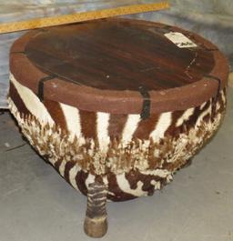 REALLY COOL ZEBRA HIDE DRUM W/ZEBRA LEGS TAXIDERMY