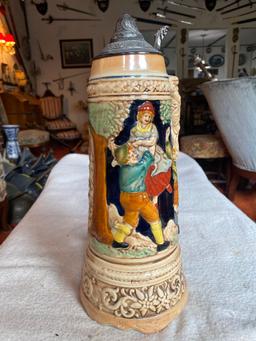 JAPANESE PORCELAIN LIDDED BEER STEIN MUSIC BOX