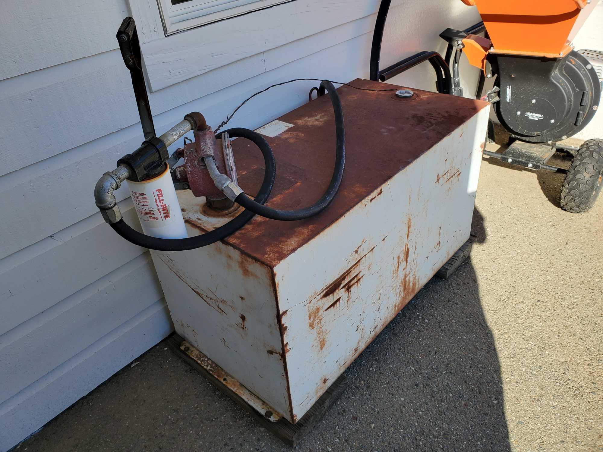 DELTA CONSOLIDATED 100 GALLON DIESEL STORAGE TANK WITH TRANSFER PUMP