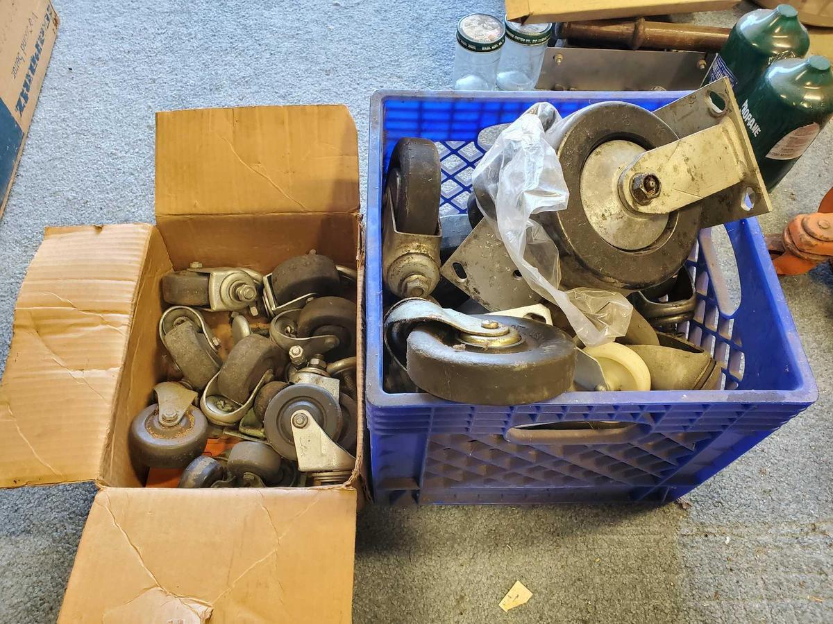 CRATE FULL OF CASTER WHEELS