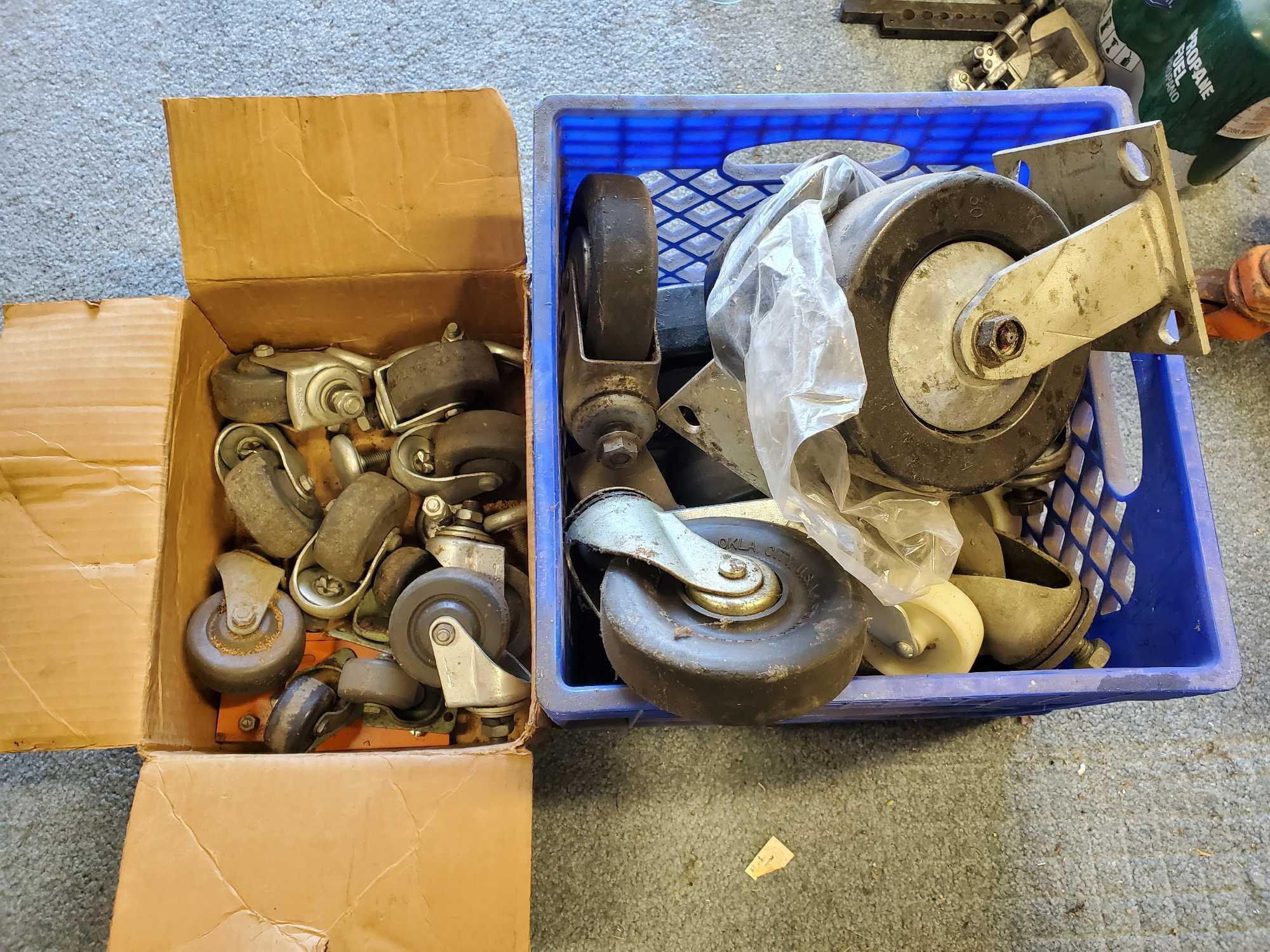 CRATE FULL OF CASTER WHEELS