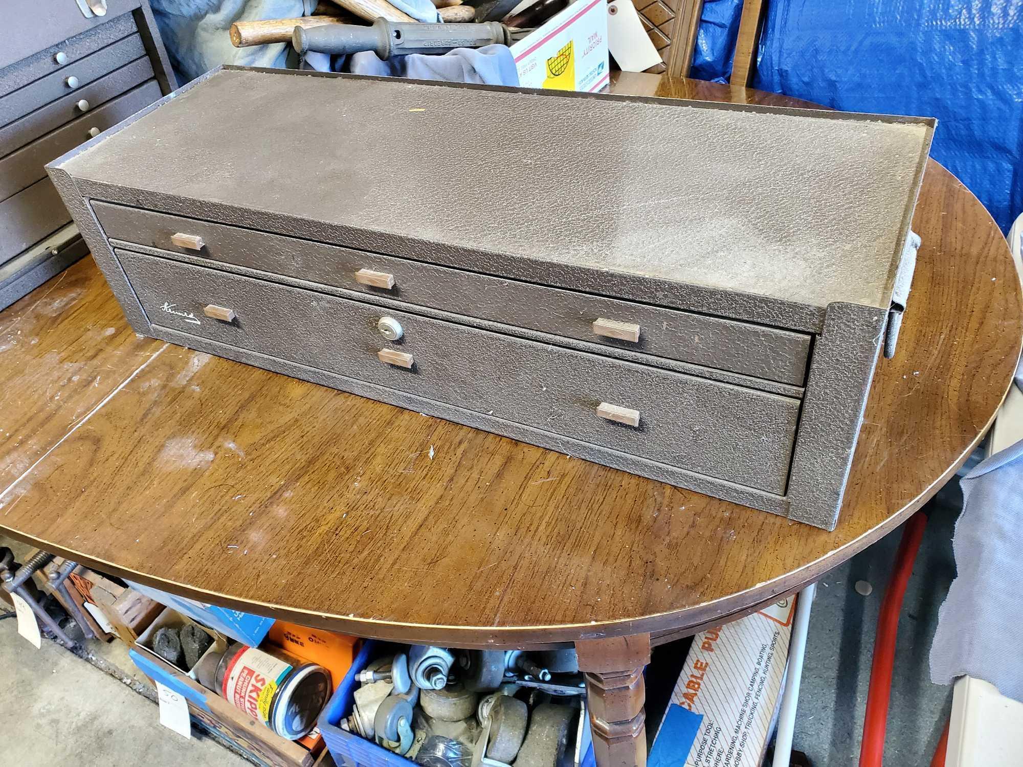 VINTAGE KENNEDY MACHINIST TOOL BOX WITH CONTENTS