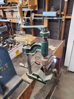 VINTAGE COLE TOOL MFG NO.7 HAND DRILL PRESS AND PEXTO HAND DRILL