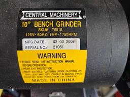 CENTRAL MACHINERY 10 IN. BENCH GRINDER