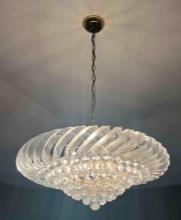LUCITE & BRASS CHANDELIER