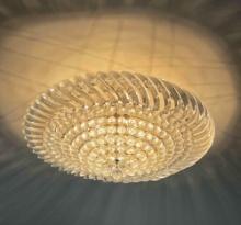 LARGE LUCITE & BRASS CHANDELIER