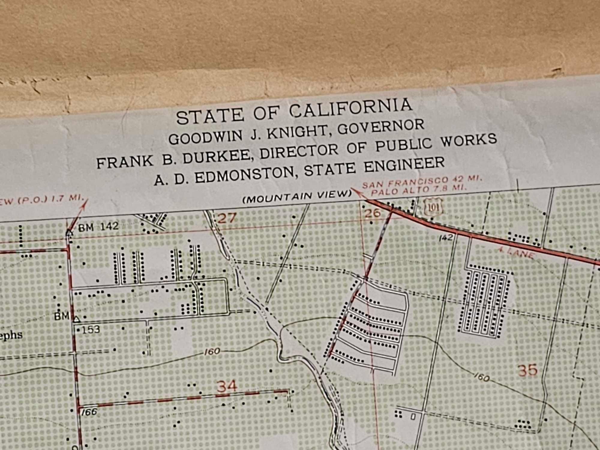 VINTAGE DEPT. OF INTERIOR GEOLOGICAL MAPS OF 3 BAY AREA CTIES