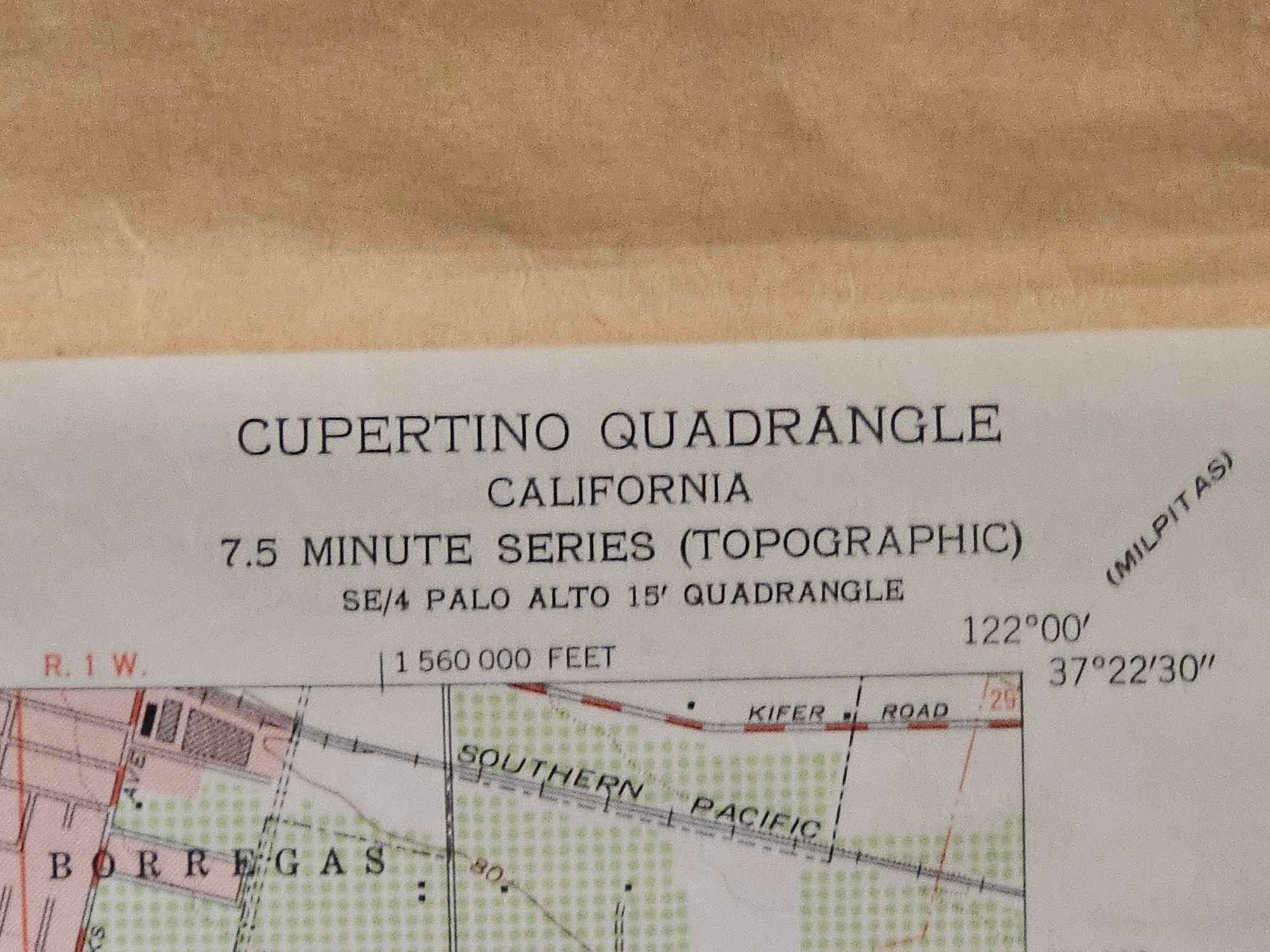 VINTAGE DEPT. OF INTERIOR GEOLOGICAL MAPS OF 3 BAY AREA CTIES