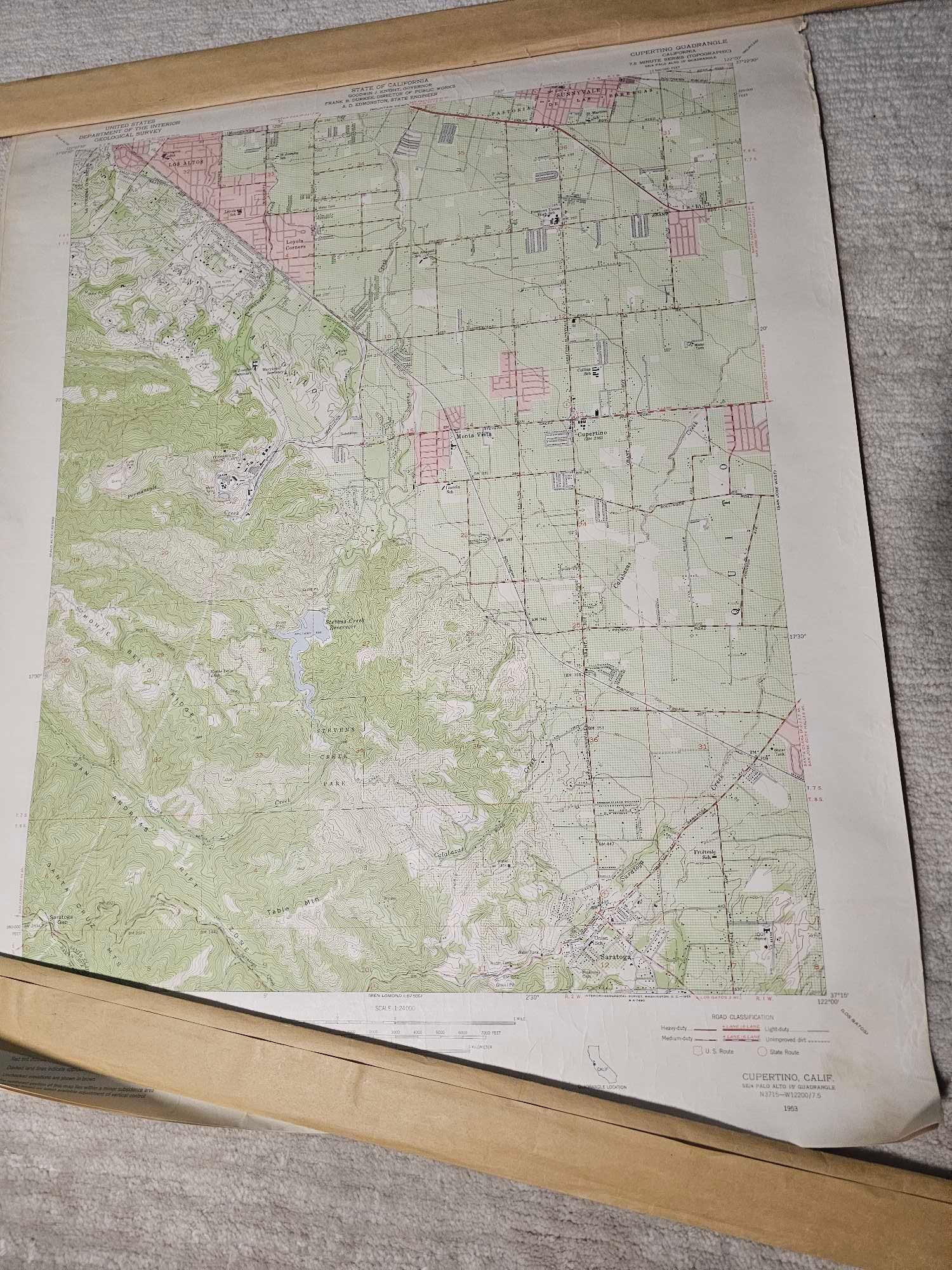 VINTAGE DEPT. OF INTERIOR GEOLOGICAL MAPS OF 3 BAY AREA CTIES