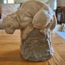 WHITE MOUNTAIN LION STONE SCULPTURE