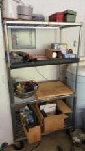 METAL ROLLING STORAGE RACK WITH CONTENTS