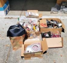BOXES OF HONDA AND ASSORTED MOTORCYCLE PARTS