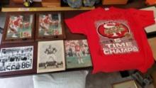 SIGNED 49ER JERSEY AND FOOTBALL MEMORABILIA