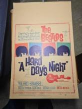 THE BEATLES ORIGINAL HARD DAYS NIGHT WINDOW CARD
