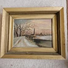 OIL ON CANVAS - A WINTER SCENE