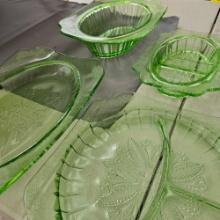 4 VASELINE GLASS RELISH AND BOWLS
