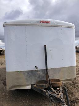 2006 8 foot x 20 foot White Mirage cargo trailer, side door, doghouse setup, full width back gate