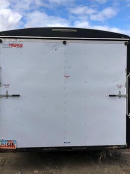 2006 8 foot x 20 foot White Mirage cargo trailer, side door, doghouse setup, full width back gate