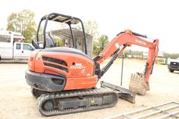 KUBOTA MINI-X MODEL KX040-4, SERIAL NO. KBCDZ15CEL3A36117, PUSH BLADE, BUCKET, AROUND 700 HOURS,