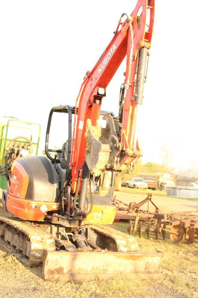 KUBOTA MINI-X MODEL KX040-4, SERIAL NO. KBCDZ15CEL3A36117, PUSH BLADE, BUCKET, AROUND 700 HOURS,