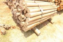 UNTREATED WOOD POST7' LENGTH W/ ASSORTMENT OF WIDTHS, EST. 64 COUNT