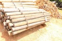 UNTREATED WOOD POST7' LENGTH W/ ASSORTMENT OF WIDTHS, EST. 64 COUNT