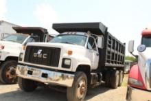 GMC DUMP TRUCK, RUNS, 20 YARD DUMP BED 9SP EATON- FULLER TRANSMISSION, W/ 2 SPEED REAR END3426/34146