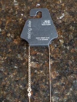 18-Inch Gold Plated Sterling Silver Chain with 2-Inch Extender - New
