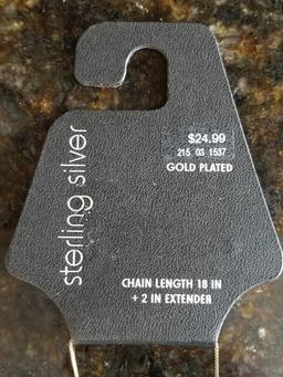18-Inch Gold Plated Sterling Silver Chain with 2-Inch Extender - New