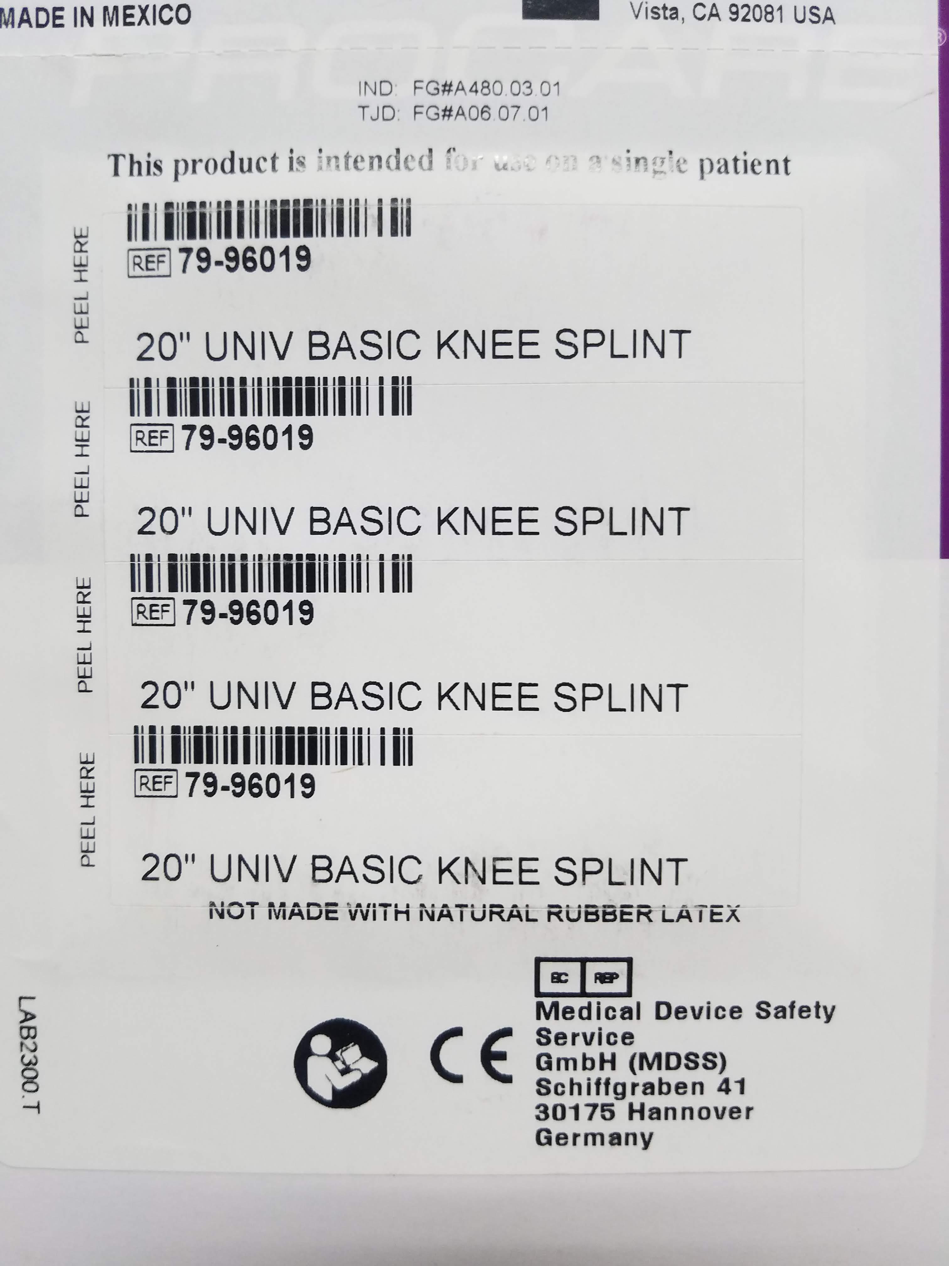 Procare Basic Knee Splint - 20" - New