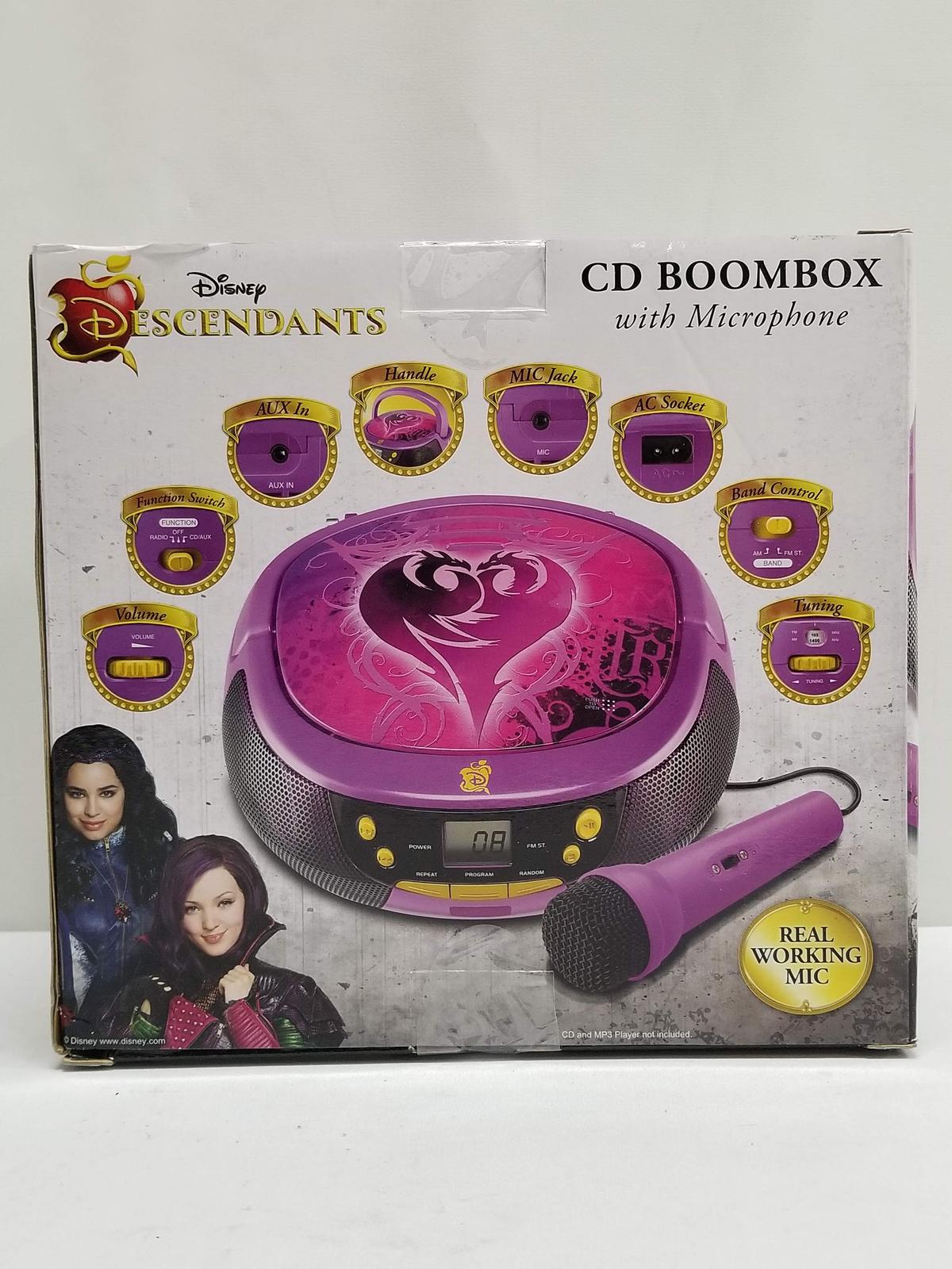 Disney Descendants CD Boombox with Microphone - New