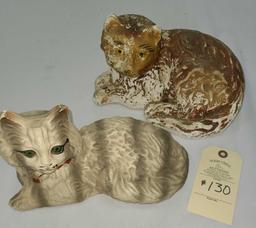 TWO CHALKWARE CATS