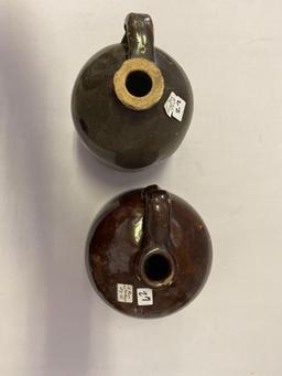 2 BROWN STONEWARE CROCK JUGS