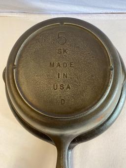 2 CAST IRON SKILLETS #5 SK AND #8 - B (7)