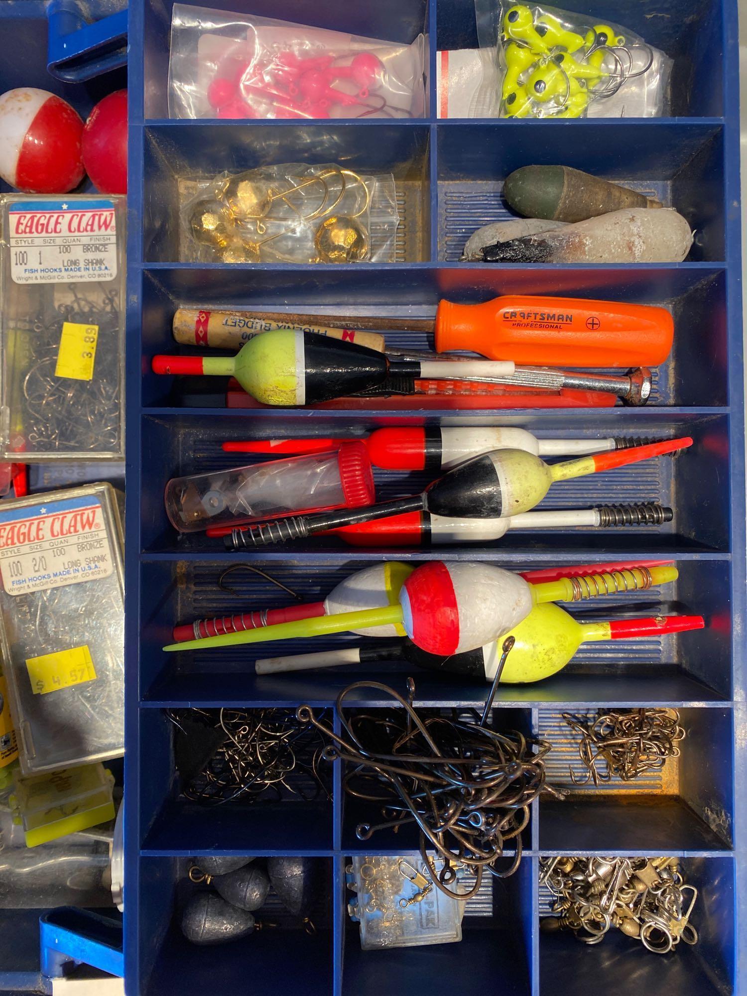Full tackle box and floating marker buoys