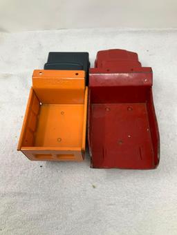 Vintage Strutco and Tonka pressed steel dump trucks