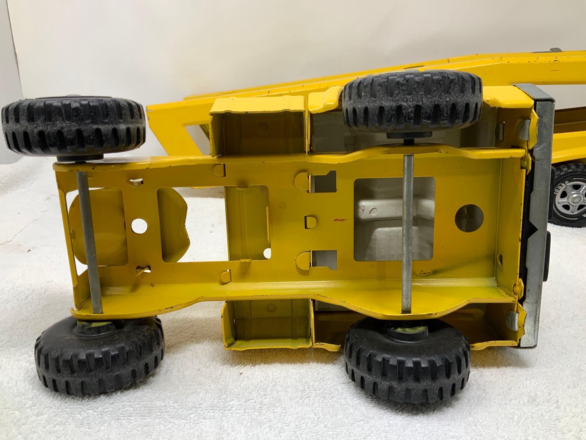 Vintage Tonka pressed steel yellow car carrier