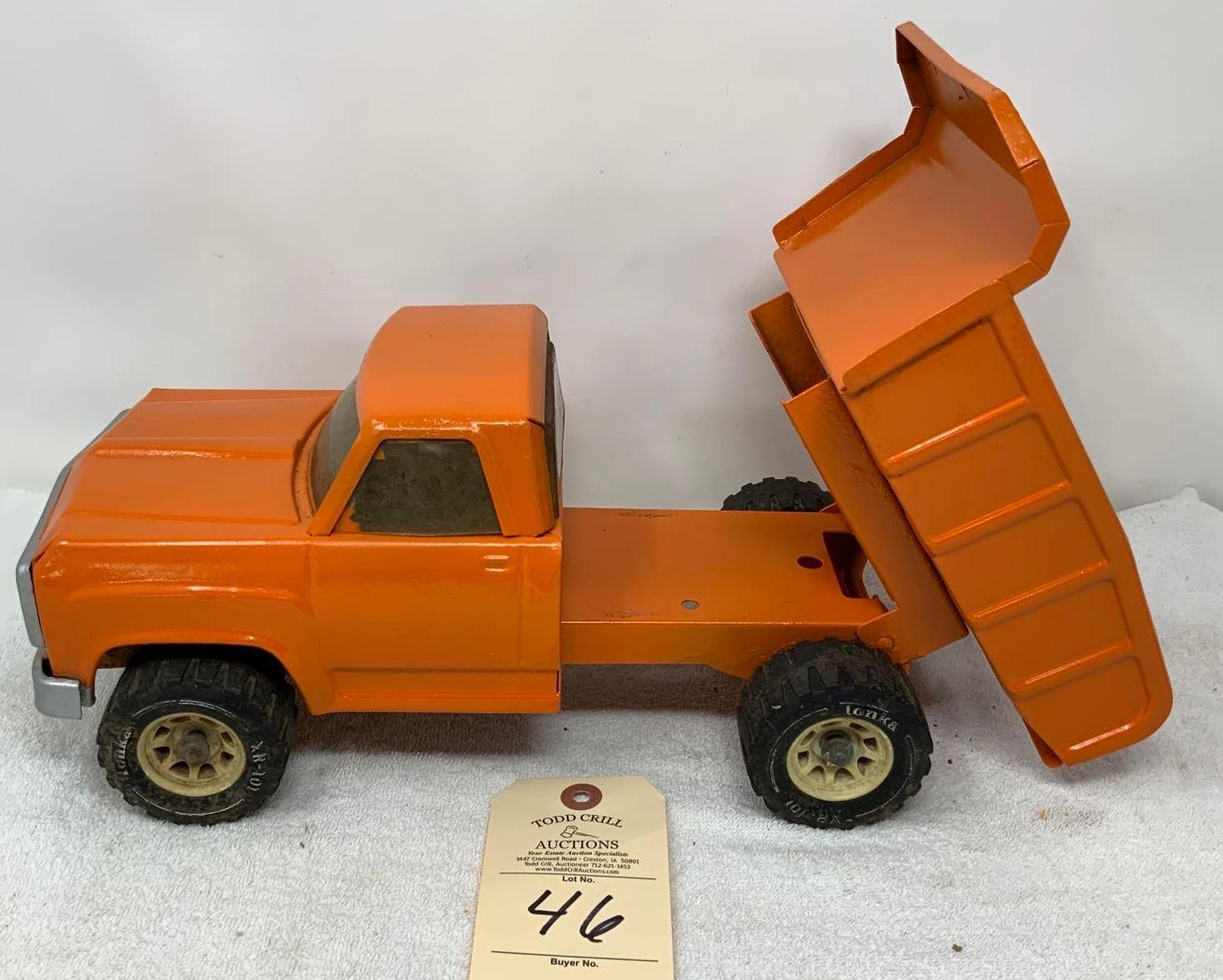 Vintage Tonka pressed steel orange dump truck