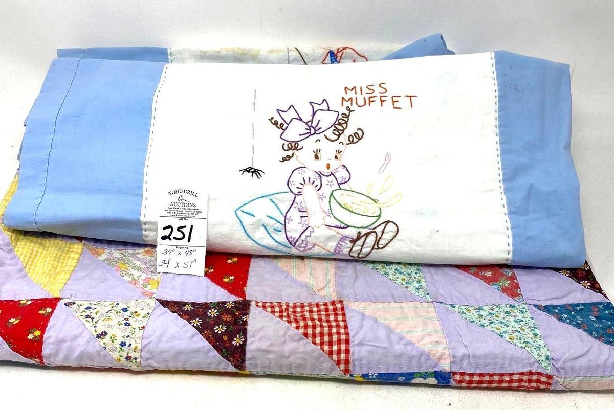 Two hand stitched quilts - one nursery rhyme