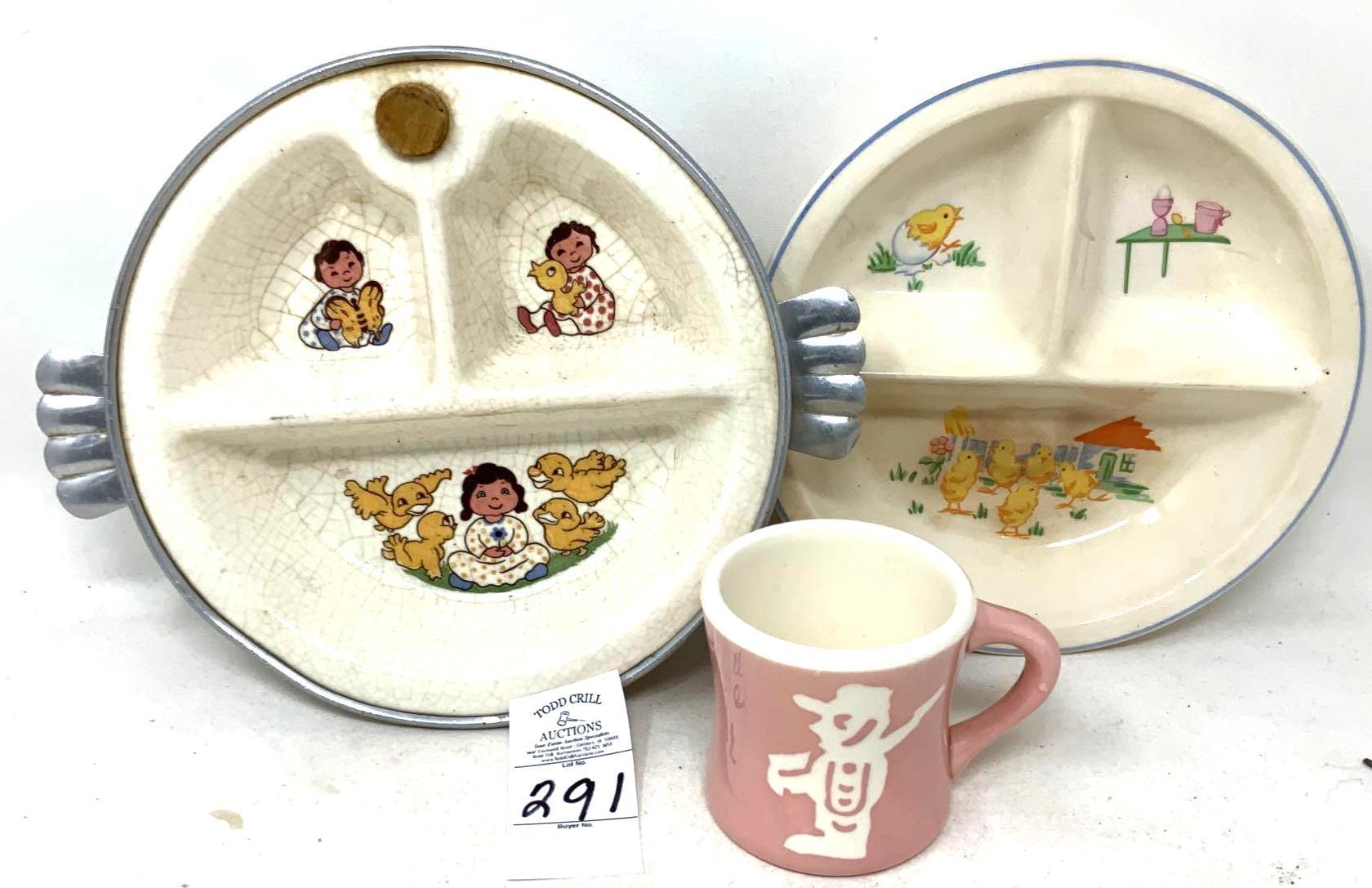 Two vintage Childs plates and cup