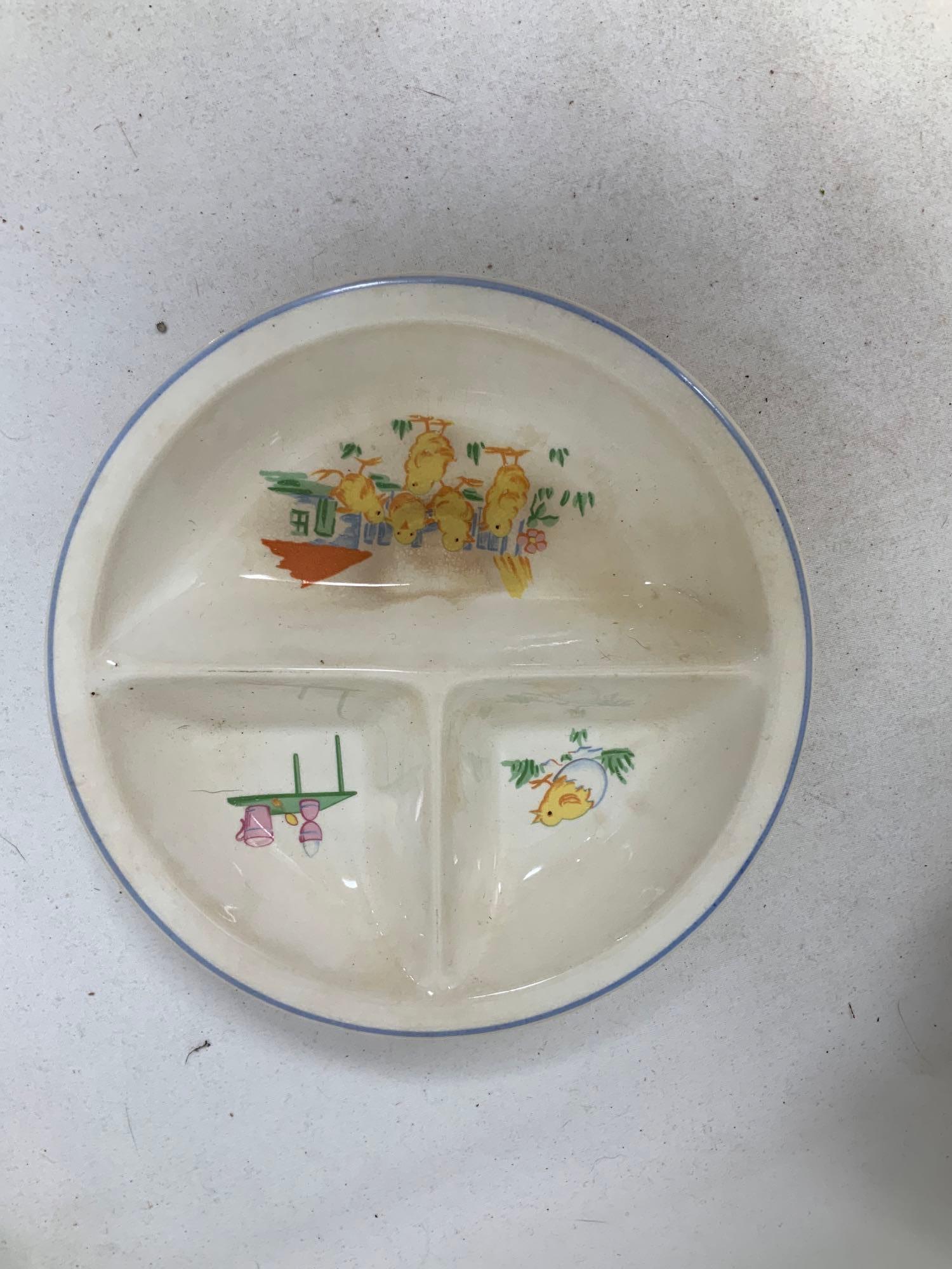 Two vintage Childs plates and cup