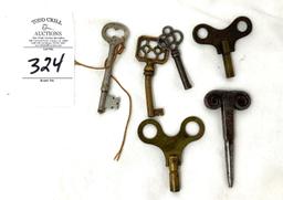 Antique clock and skeleton keys