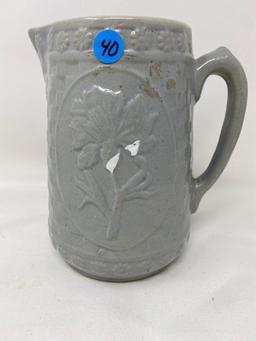Vintage gray stoneware pitcher