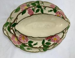 Three vintage Franciscan desert rose serving plates and dish