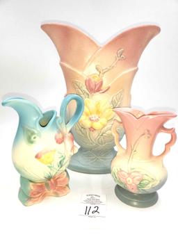 Three Vintage Hull Art pottery pieces