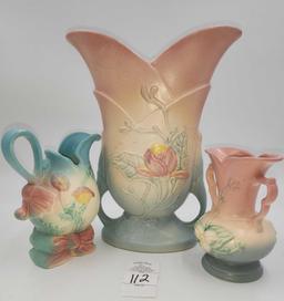 Three Vintage Hull Art pottery pieces