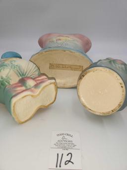 Three Vintage Hull Art pottery pieces