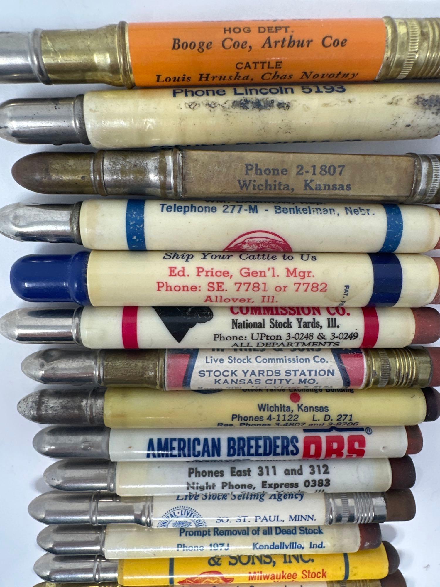 20 - VINTAGE ADVERTISING LIVESTOCK BUYERS COMMISSION BULLET PENCILS